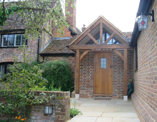 Timber porch to grade listed building